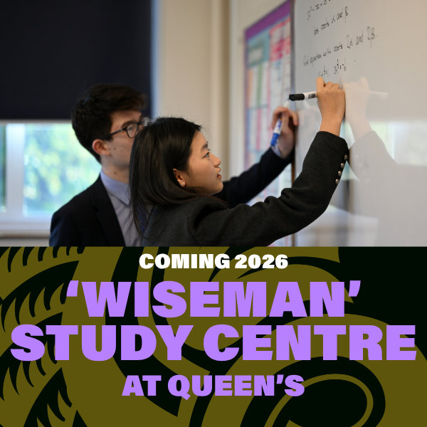 'Wiseman' Study Centre at Queen's College Taunton — At Queen's College, Coming 2026. Campaign visual by Jack Frampton.