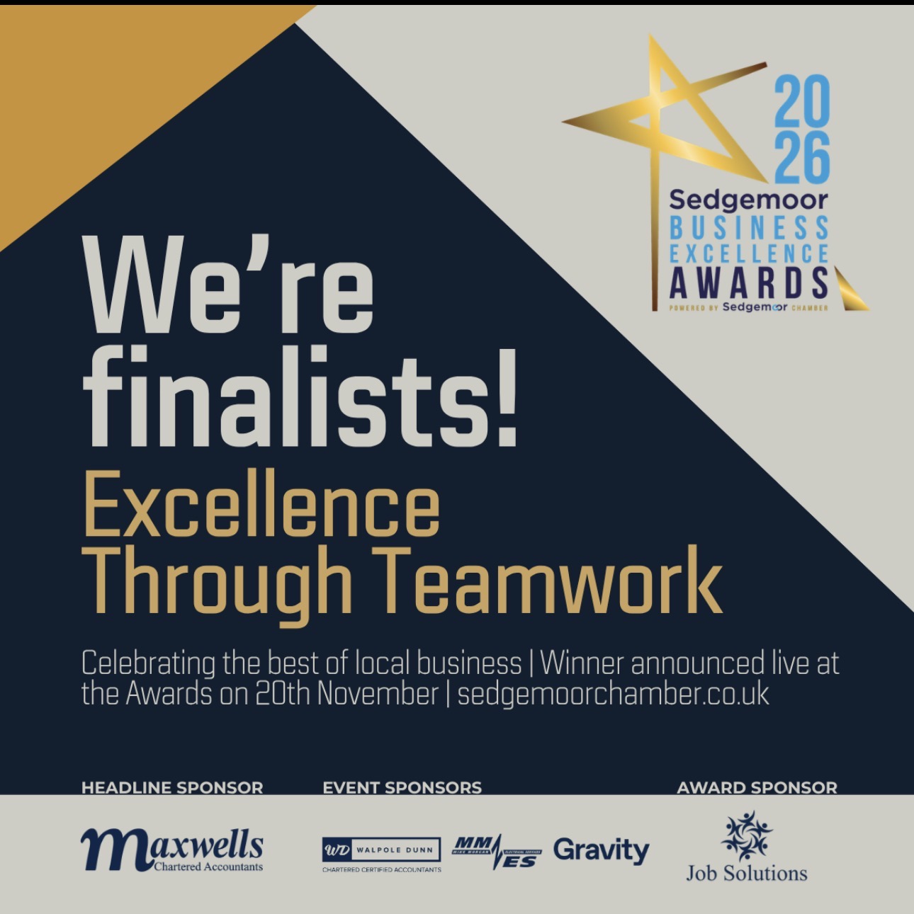 Jack Frampton named an Excellence Through Teamwork finalist at the Sedgemoor Business Excellence Awards 2026 Jack Frampton named an Excellence Through Teamwork finalist at the Sedgemoor Business Excellence Awards 2026